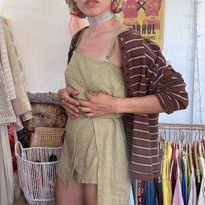 vintage brown striped long sleeve henley